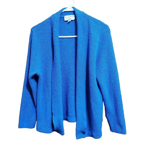 M Vtg Cobalt Blue Open Cardigan Party Artsy Wool Colorful Bright Business Casual - Picture 1 of 8
